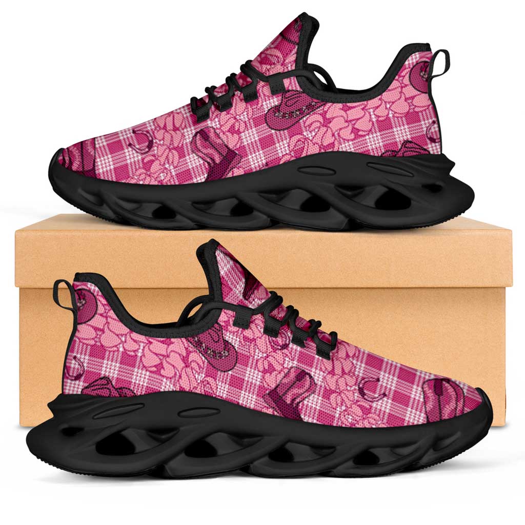 Pink Palaka Hawaii Cowboy Clunky Sneakers Puakenikeni Lei Paniolo Papale Seamless Vibes - Polynesian Pride