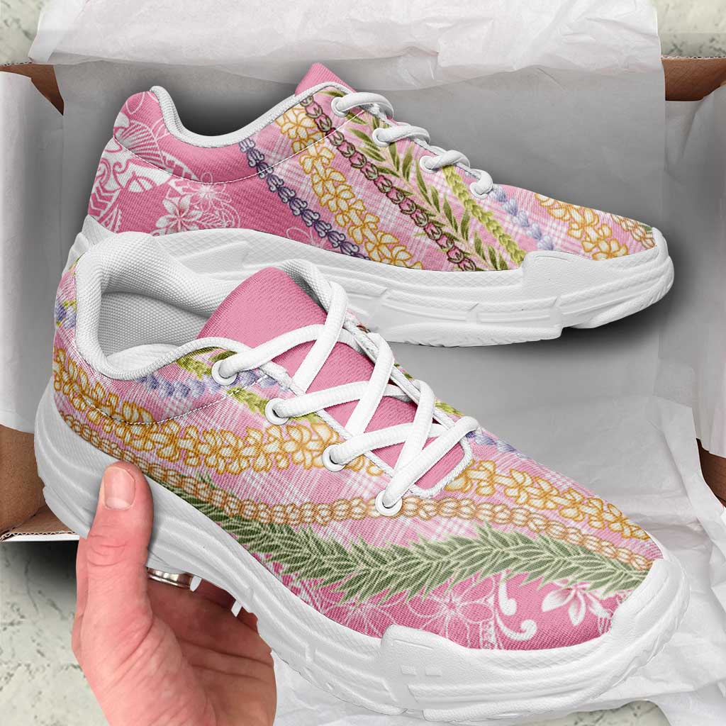 Pink Palaka Hawaii Leis Chunky Sneakers Hawaiian-plaid Elegant Tropical Vibes LT14 - Polynesian Pride