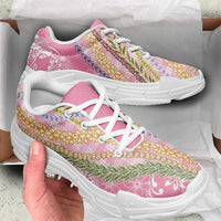 Pink Palaka Hawaii Leis Chunky Sneakers Hawaiian-plaid Elegant Tropical Vibes LT14 - Polynesian Pride