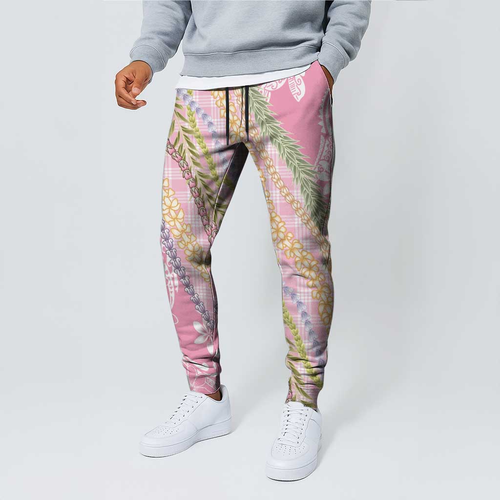 Pink Palaka Hawaii Leis Jogger Pants Hawaiian-plaid Elegant Tropical Vibes - Polynesian Pride