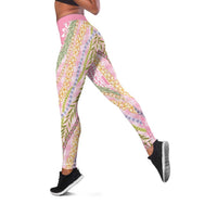 Pink Palaka Hawaii Leis Leggings Hawaiian-plaid Elegant Tropical Vibes LT14 Pink - Polynesian Pride