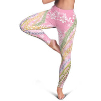 Pink Palaka Hawaii Leis Leggings Hawaiian-plaid Elegant Tropical Vibes LT14 - Polynesian Pride