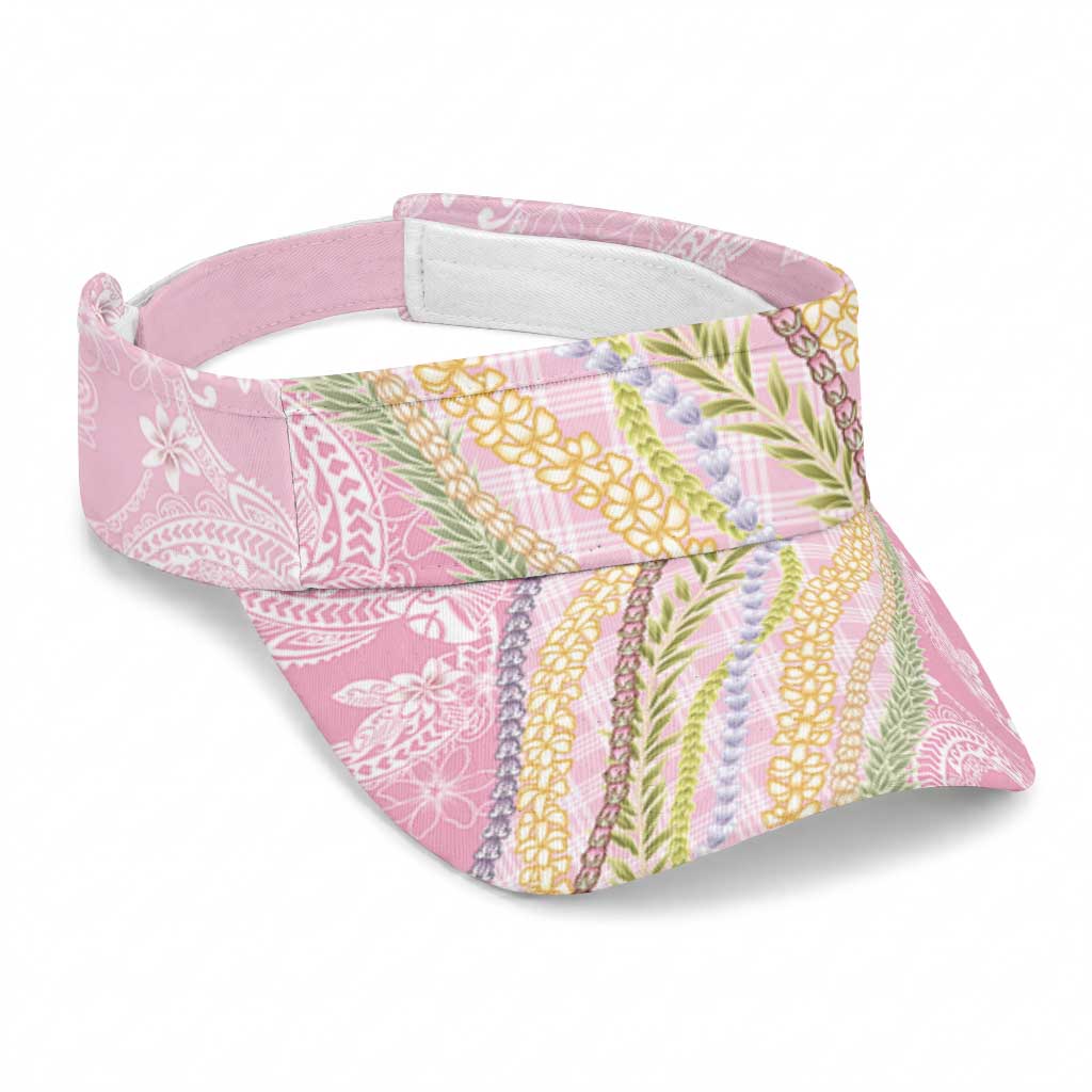 Pink Palaka Hawaii Leis Sun Visor Cap Hawaiian-plaid Elegant Tropical Vibes