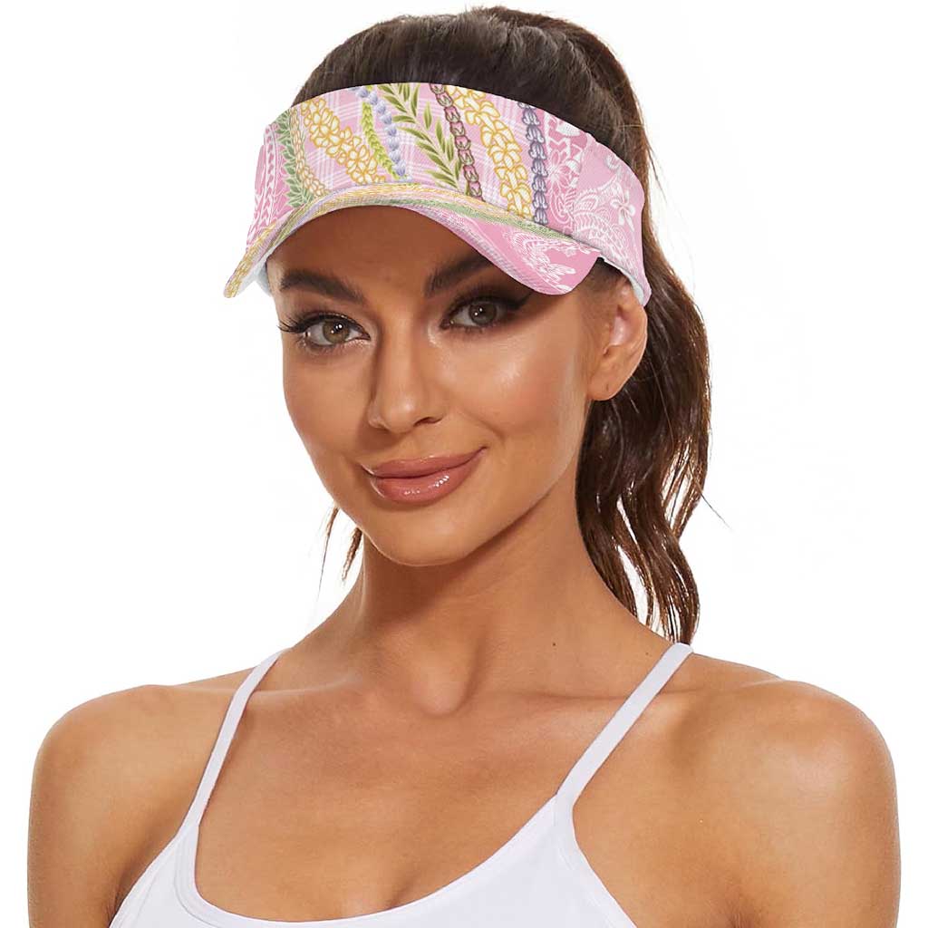 Pink Palaka Hawaii Leis Sun Visor Cap Hawaiian-plaid Elegant Tropical Vibes
