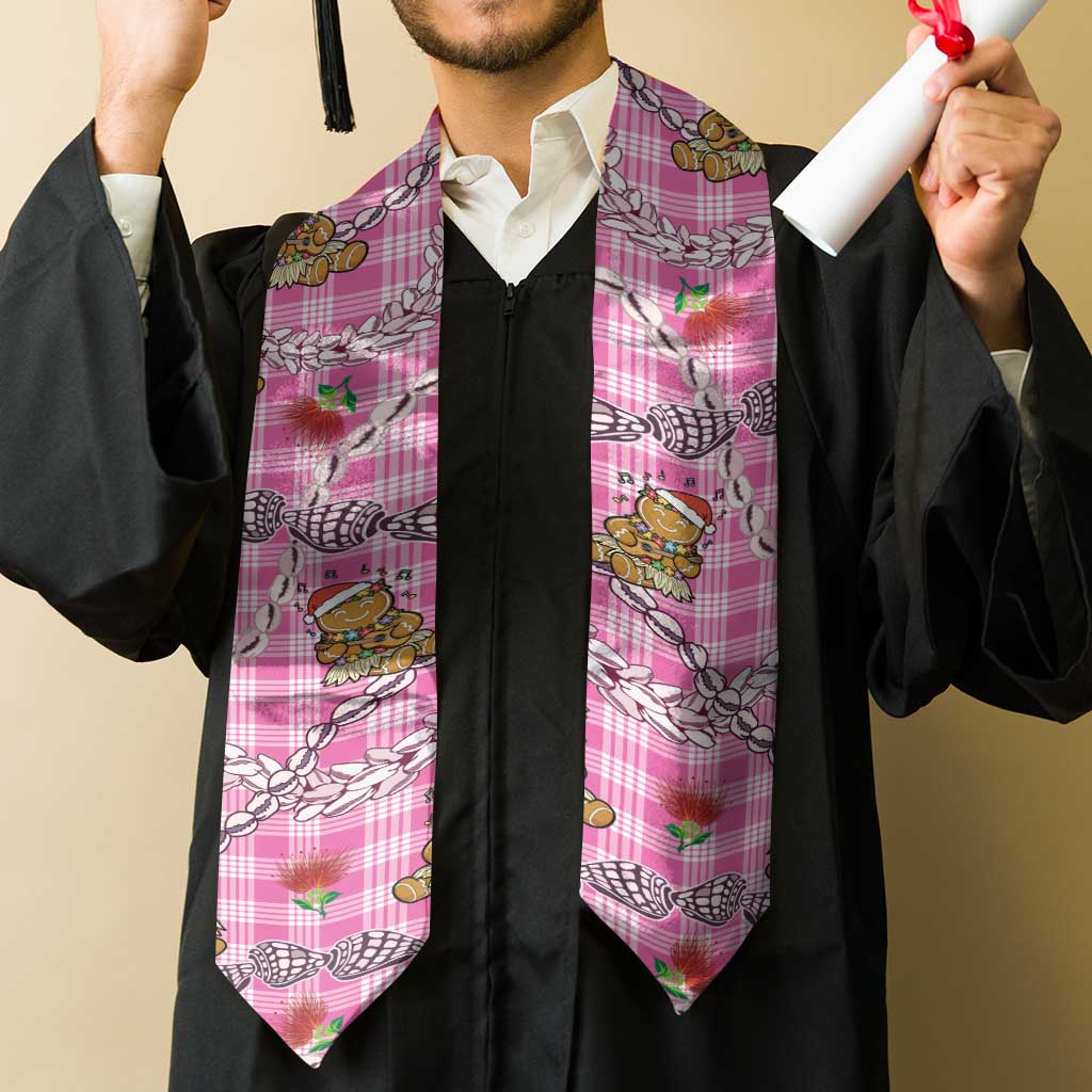 Pink Palaka Hawaii Mele Kalikimaka Graduation Stole Ohia Lehua Shell Leis Funny Gingerbread Santa LT14