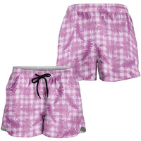 Pink Palaka Hawaii Palapalai Shorts for Women Hawaiian Fern LT14 - Polynesian Pride