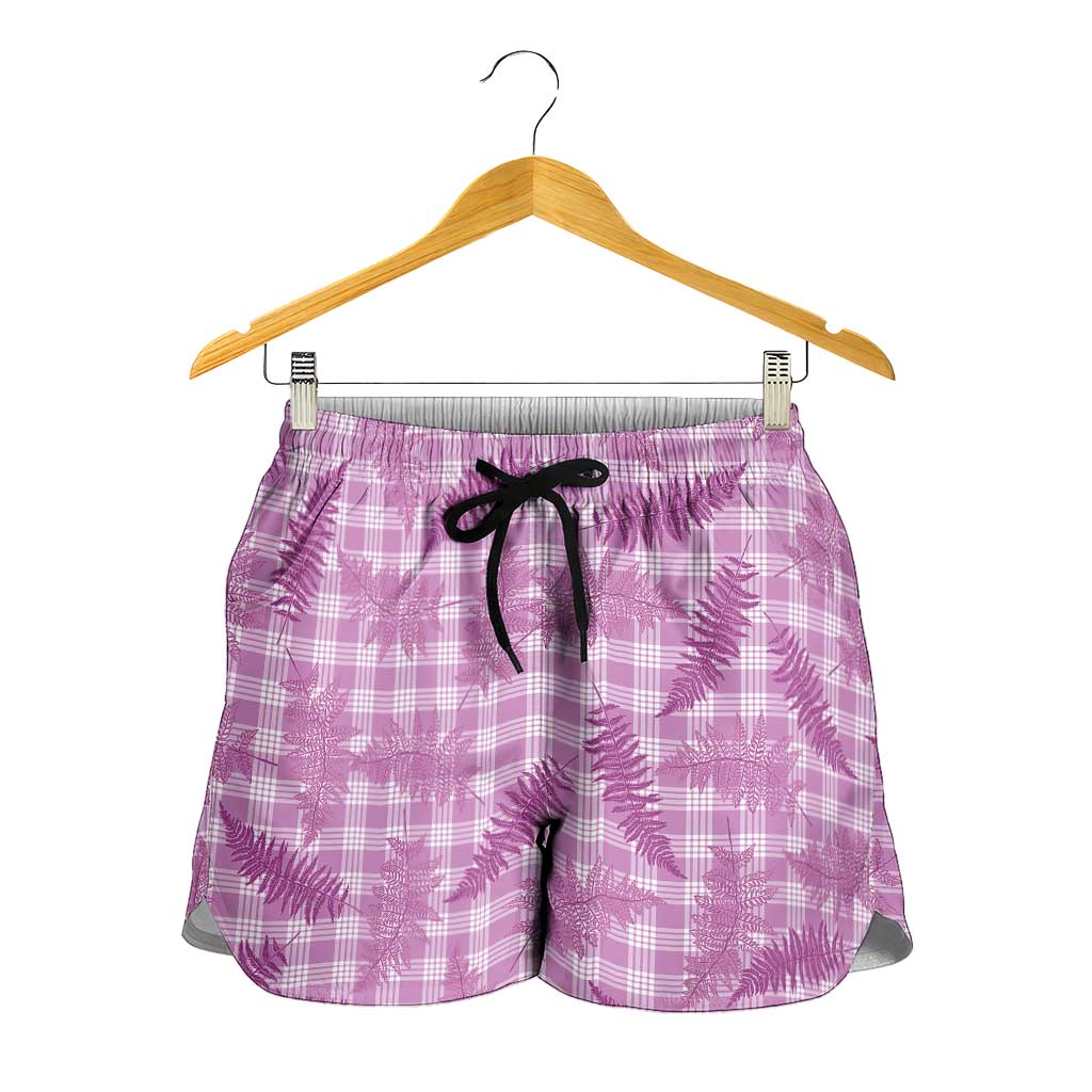 Pink Palaka Hawaii Palapalai Shorts for Women Hawaiian Fern LT14 - Polynesian Pride