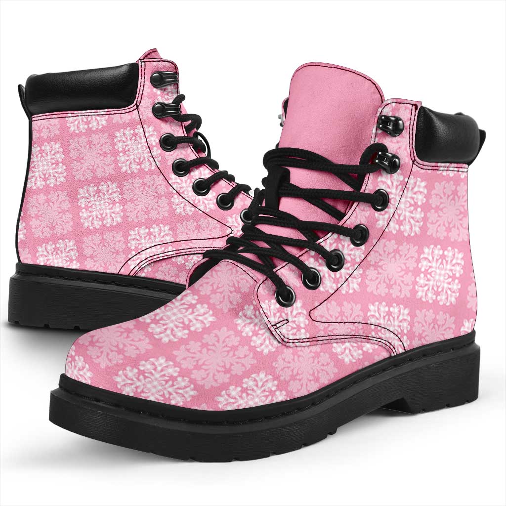 Pink Palaka Quilt Hawaii All Season Boots Traditional Hawaii-plaid Pattern - Polynesian Pride