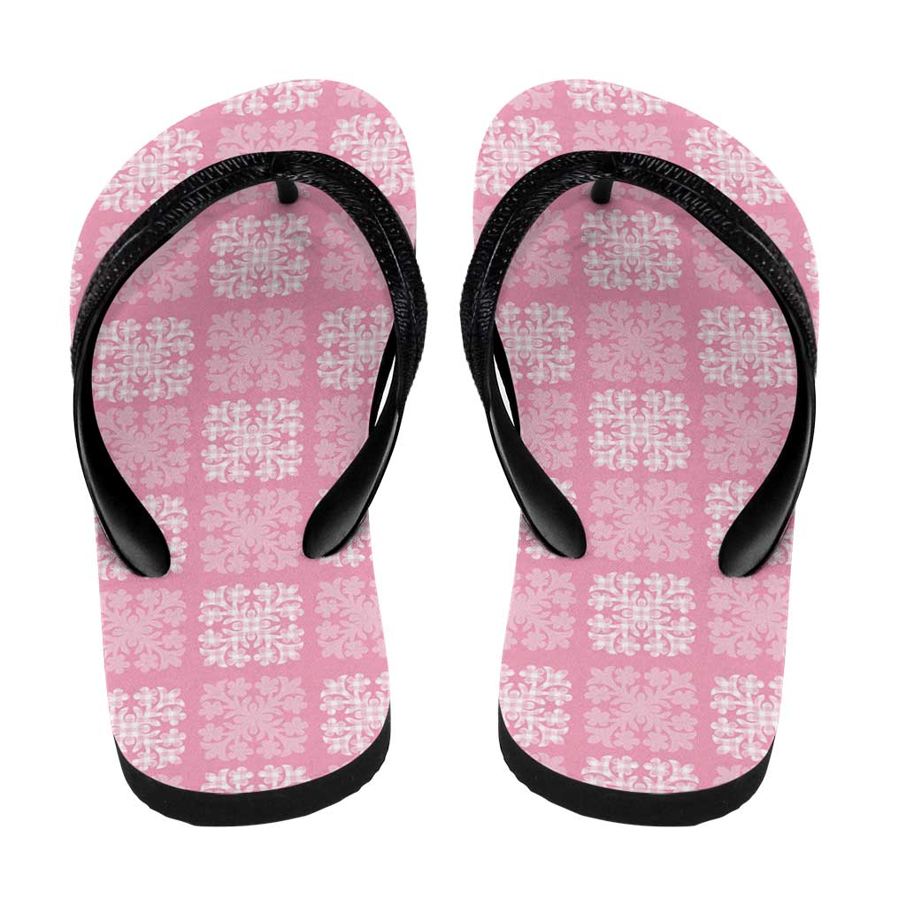 Pink Palaka Quilt Hawaii Flip Flops Traditional Hawaii-plaid Pattern - Polynesian Pride
