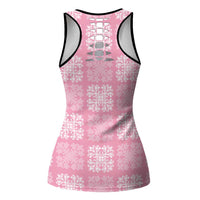 Pink Palaka Quilt Hawaii Hollow Tank Top Traditional Hawaii-plaid Pattern - Polynesian Pride