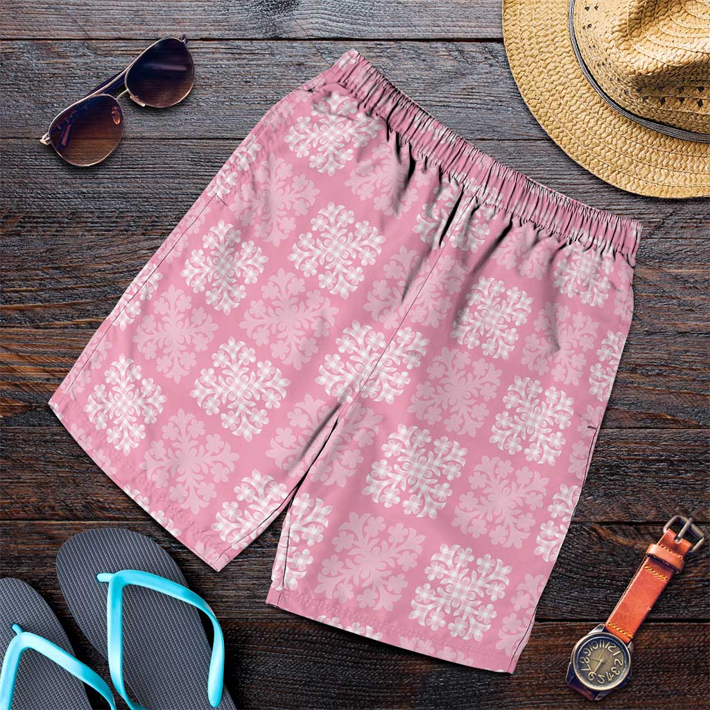 Pink Palaka Quilt Hawaii Shorts for Men Traditional Hawaii-plaid Pattern - Polynesian Pride