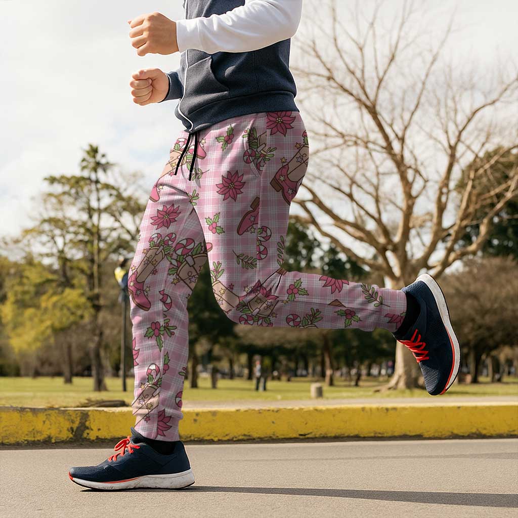 Pink Paniolo Palaka Hawaiian Cowgirl Christmas Jogger Pants - Polynesian Pride