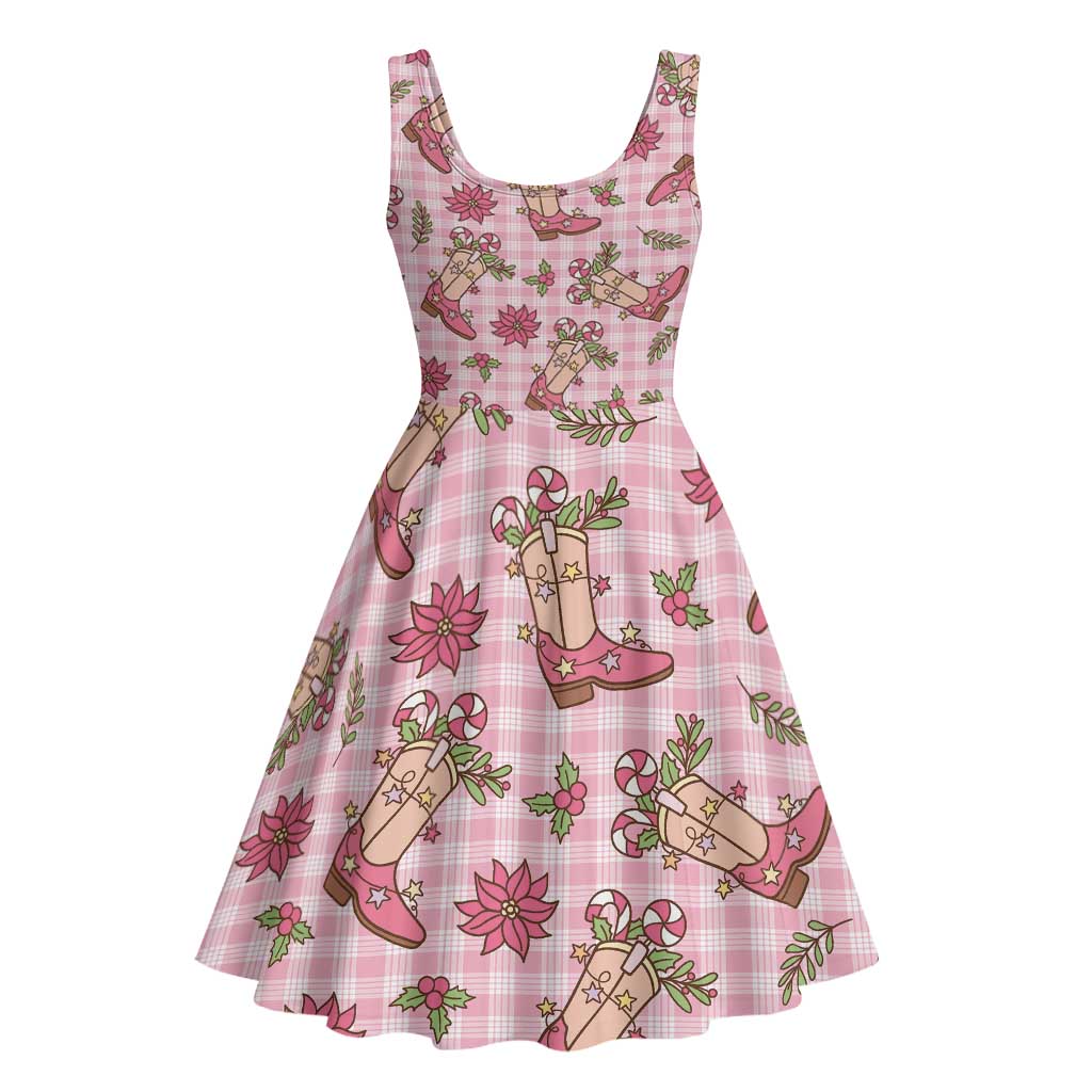 Pink Paniolo Palaka Hawaiian Cowgirl Christmas Midi Dress - Polynesian Pride