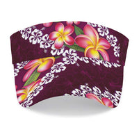 Pink Polynesia Sun Visor Cap Plumeria With Hibiscus Pattern Tropical Vibes