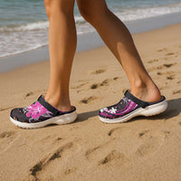 Pink Polynesian Pattern With Tropical Flowers Clogs Shoes - Polynesian Pride