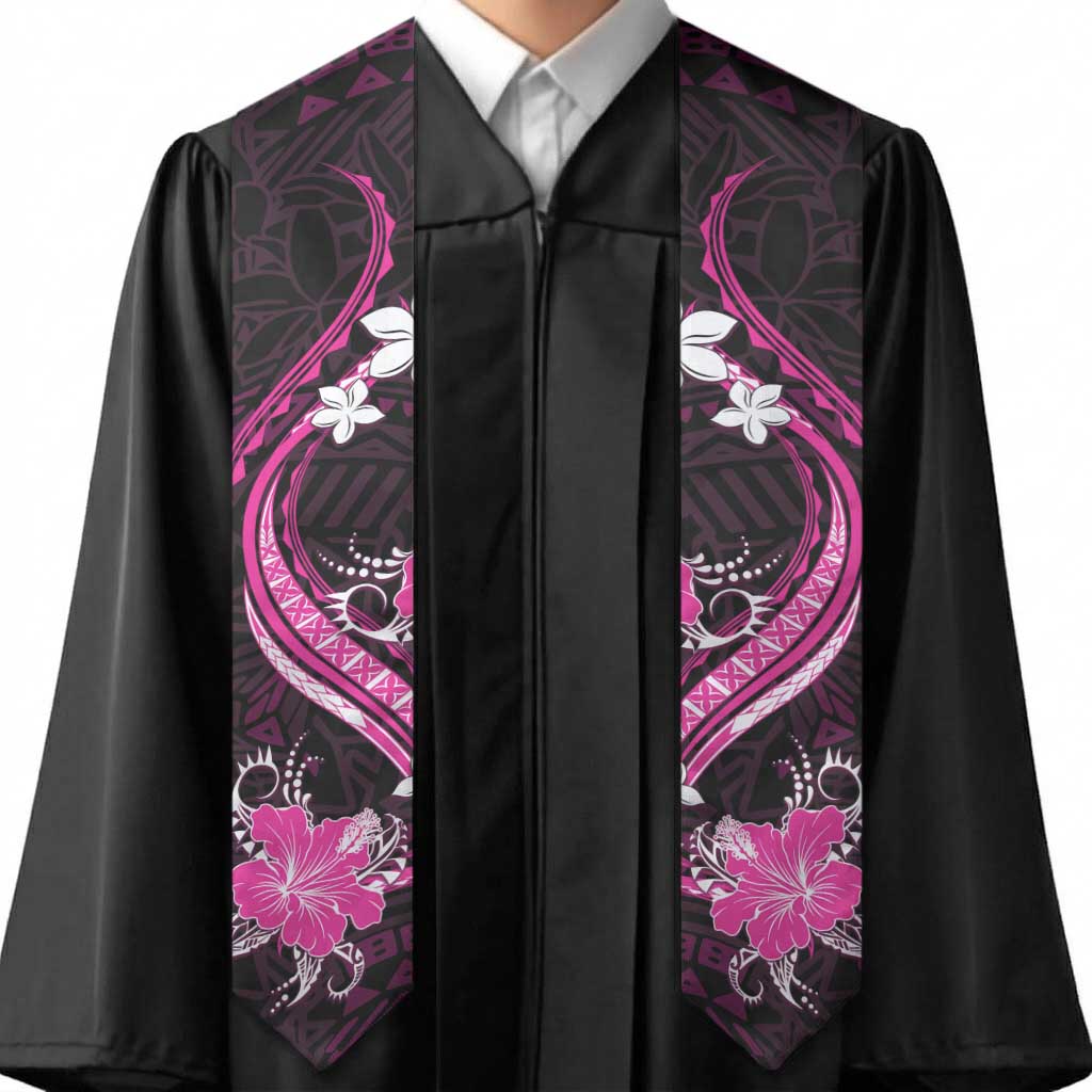 Pink Polynesian Pattern With Tropical Flowers Graduation Stole LT05 - Polynesian Pride
