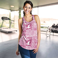 Pink Tonga Kilisimasi Fiefia Women Racerback Tank Pacific Patchwork Xmas Vibes - Polynesian Pride