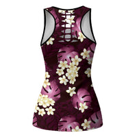 Pink Tropical Hawaii Hollow Tank Top Seamless Monstera Plumeria Hawaiian Pattern LT14 - Polynesian Pride