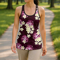 Pink Tropical Hawaii Hollow Tank Top Seamless Monstera Plumeria Hawaiian Pattern LT14 - Polynesian Pride