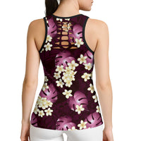Pink Tropical Hawaii Hollow Tank Top Seamless Monstera Plumeria Hawaiian Pattern LT14 - Polynesian Pride
