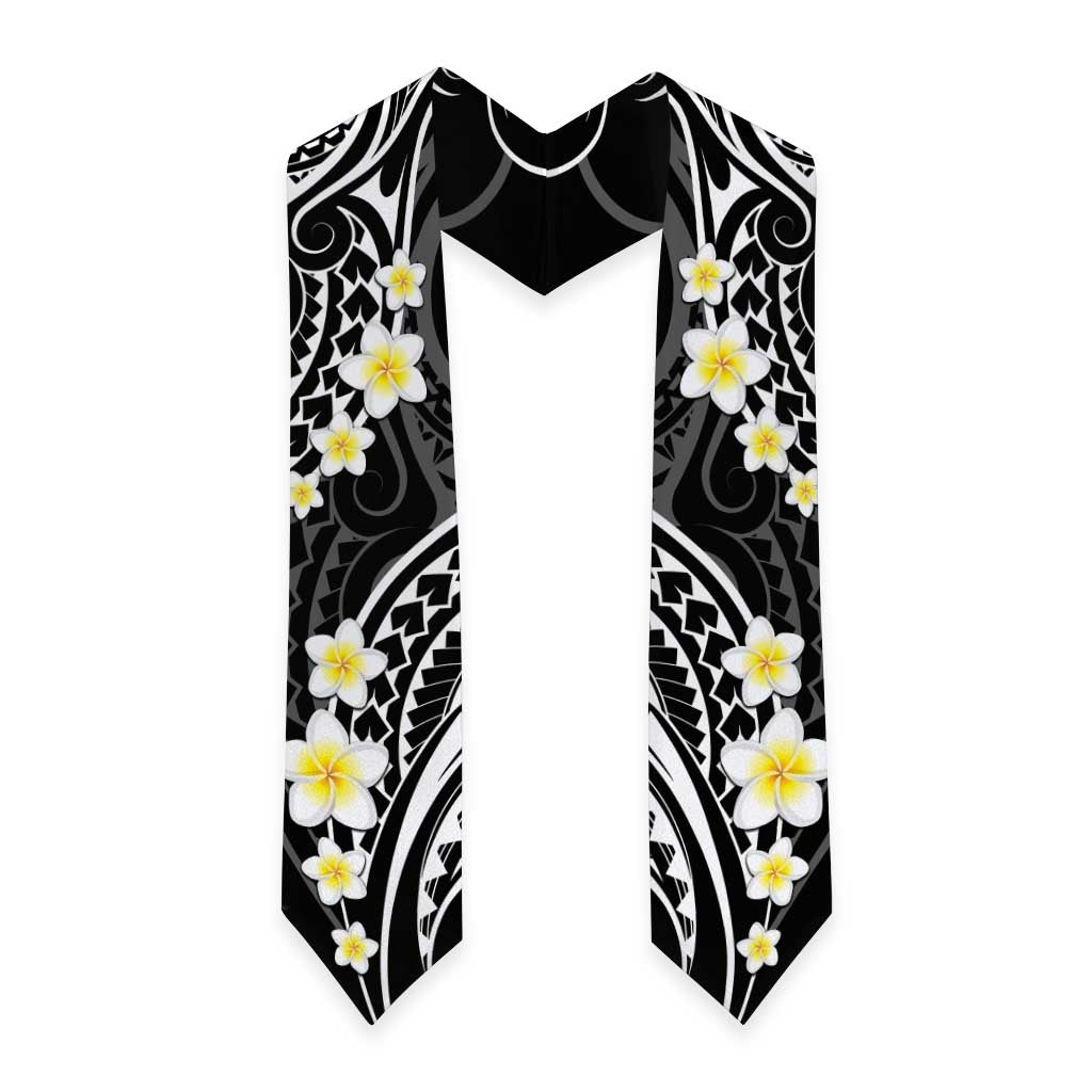 Plumeria With Black Polynesian Tattoo Pattern Graduation Stole