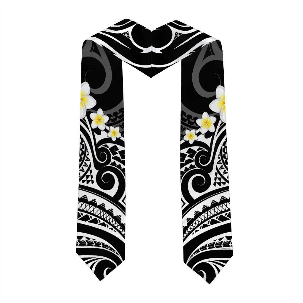 Plumeria With Black Polynesian Tattoo Pattern Graduation Stole