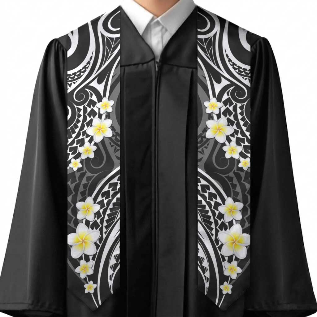 Plumeria With Black Polynesian Tattoo Pattern Graduation Stole