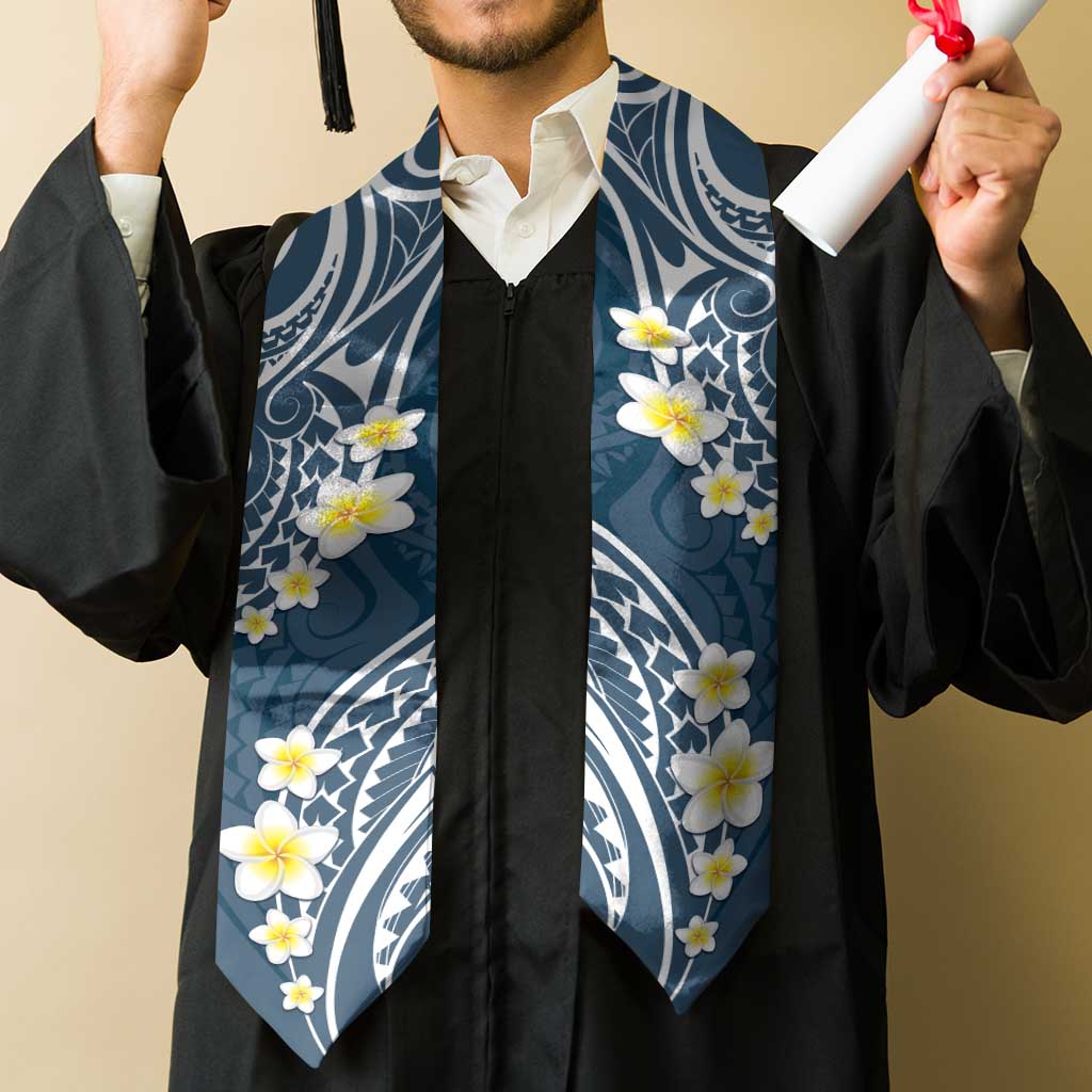 Plumeria With Blue Polynesian Tattoo Pattern Graduation Stole