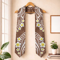 Plumeria With Brown Polynesian Tattoo Pattern Graduation Stole
