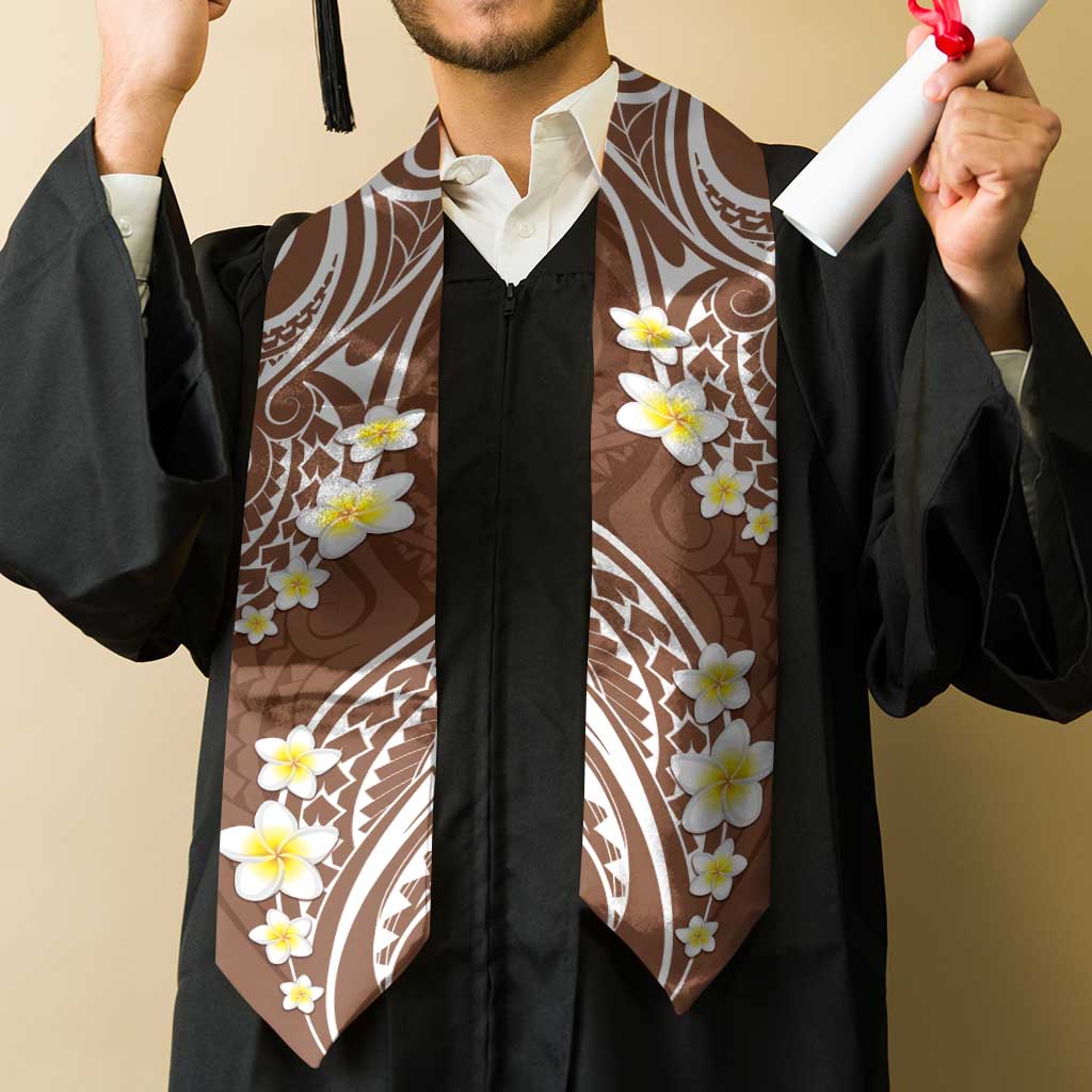 Plumeria With Brown Polynesian Tattoo Pattern Graduation Stole