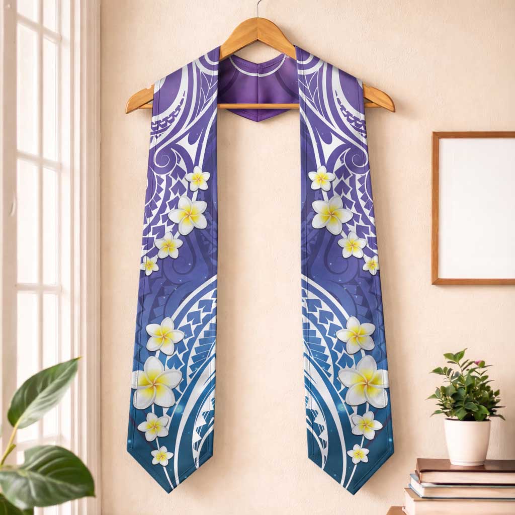 Plumeria With Galaxy Polynesian Tattoo Pattern Graduation Stole