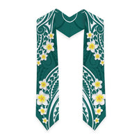 Plumeria With Teal Polynesian Tattoo Pattern Graduation Stole