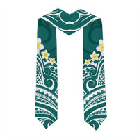 Plumeria With Teal Polynesian Tattoo Pattern Graduation Stole