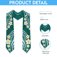 Plumeria With Teal Polynesian Tattoo Pattern Graduation Stole