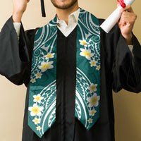 Plumeria With Teal Polynesian Tattoo Pattern Graduation Stole