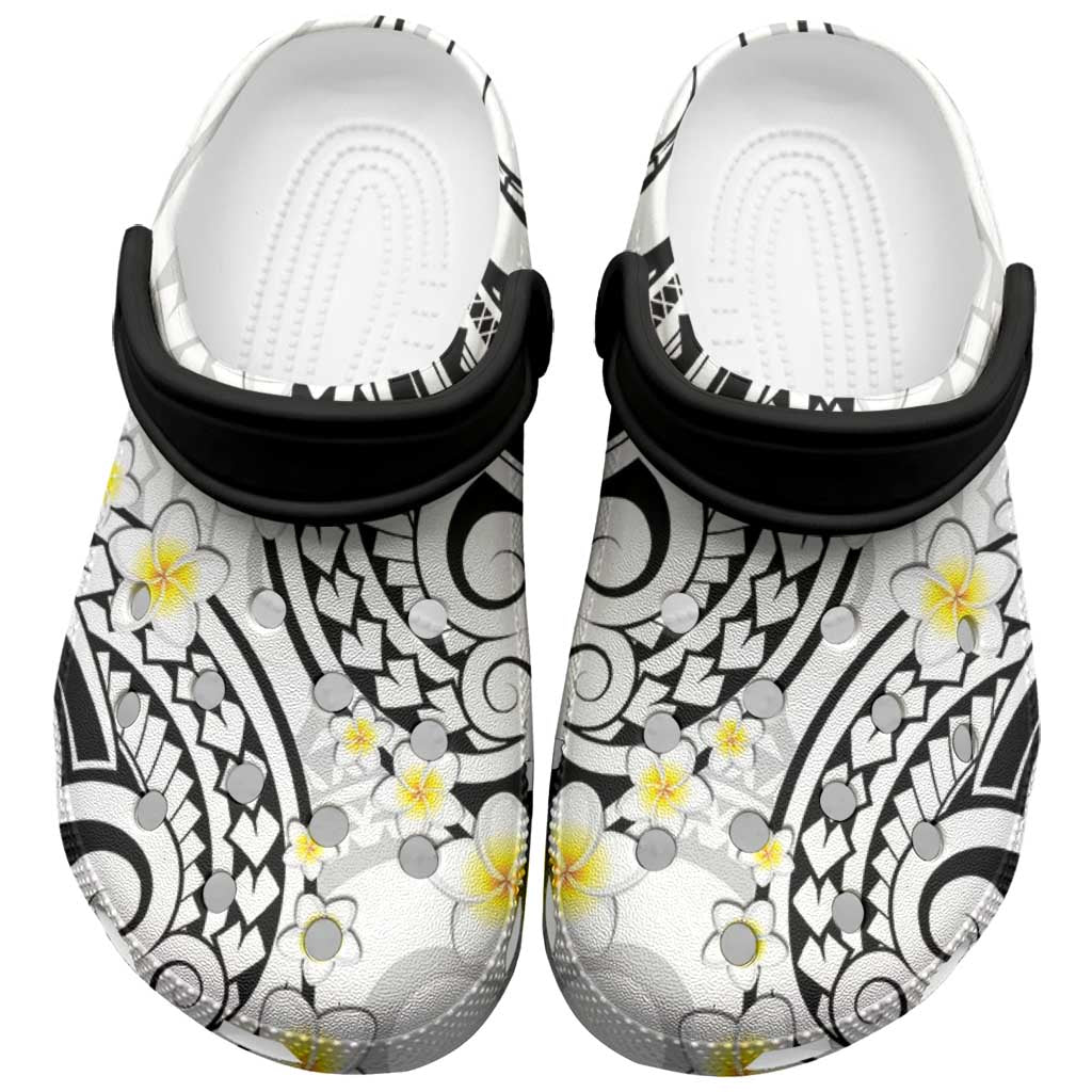 Plumeria With White Polynesian Tattoo Pattern Clogs Shoes - Polynesian Pride