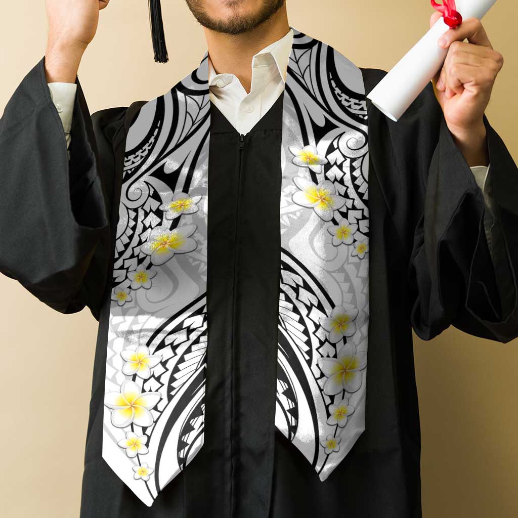 Plumeria With White Polynesian Tattoo Pattern Graduation Stole