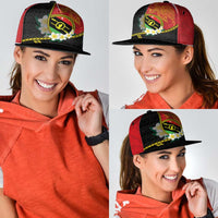 PNG Sauten Hailans Snapback Cap Papua New Guinea Plumeria Melanesian Pattern - Polynesian Pride