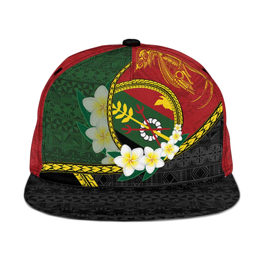 PNG Simbu Provins Snapback Cap Papua New Guinea Plumeria Melanesian Pattern - Polynesian Pride
