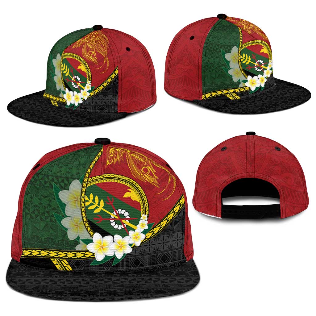 PNG Simbu Provins Snapback Cap Papua New Guinea Plumeria Melanesian Pattern - Polynesian Pride