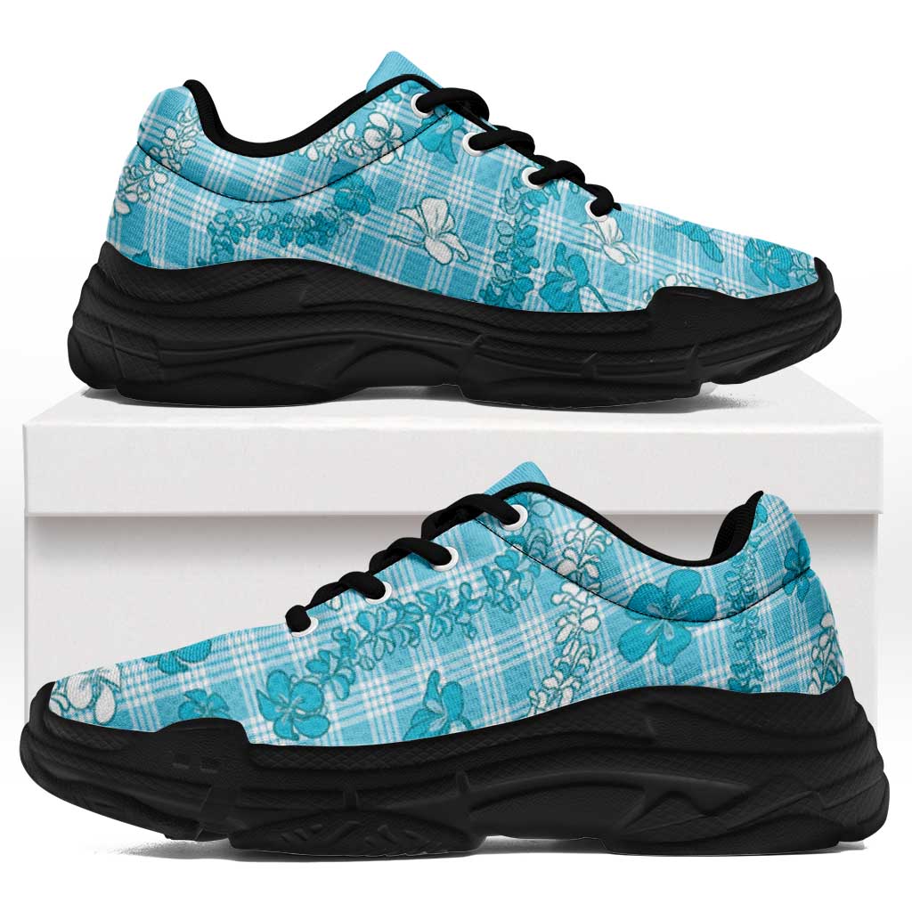 Polu Aloha Hawaii Chunky Sneakers Plumeria Lei With Palaka Motif - Polynesian Pride