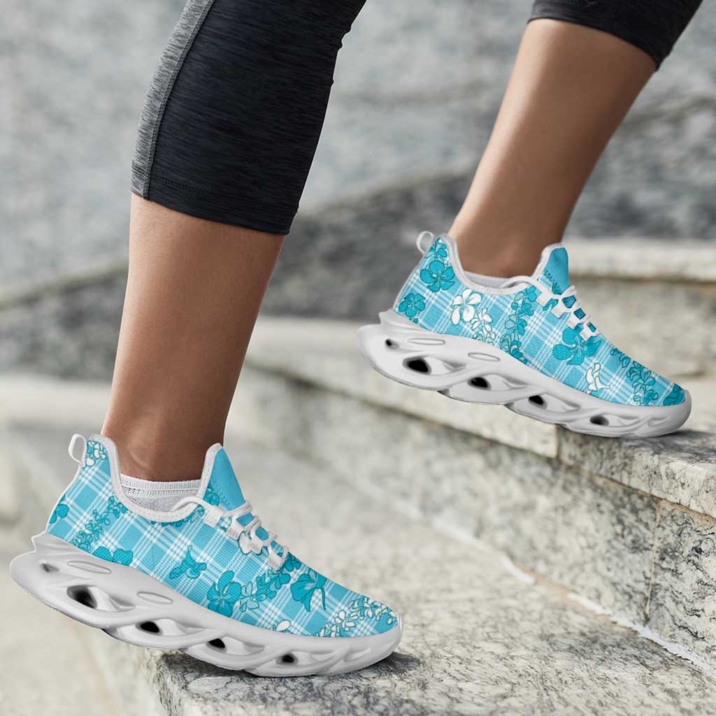 Polu Aloha Hawaii Clunky Sneakers Plumeria Lei With Palaka Motif - Polynesian Pride