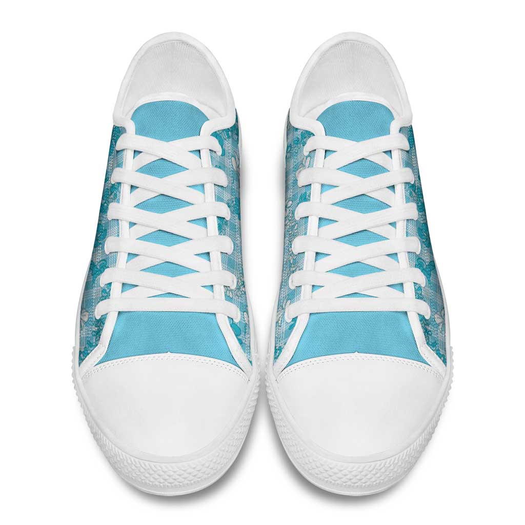 Polu Aloha Hawaii Low Top Shoes Plumeria Lei With Palaka Motif - Polynesian Pride