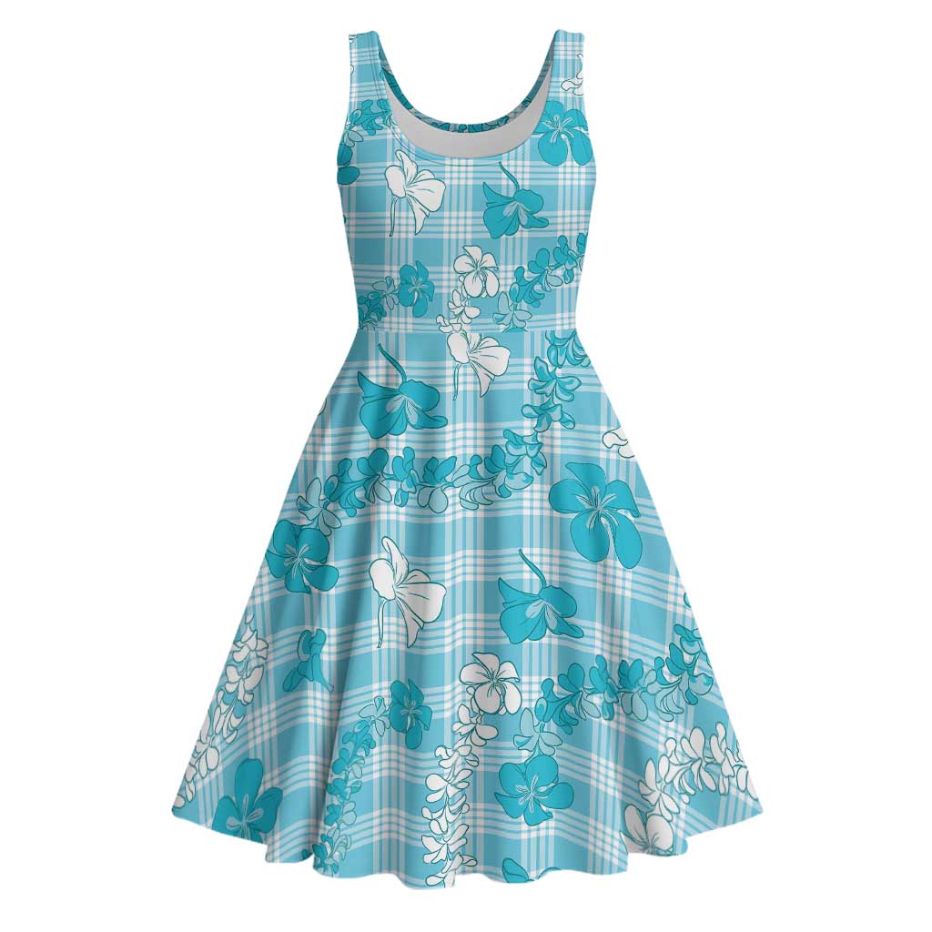 Polu Aloha Hawaii Midi Dress Plumeria Lei With Palaka Motif - Polynesian Pride