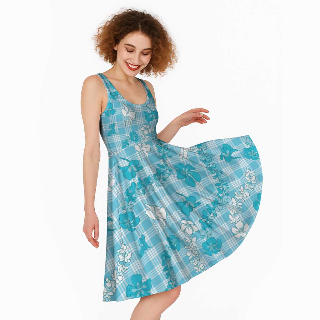 Polu Aloha Hawaii Midi Dress Plumeria Lei With Palaka Motif - Polynesian Pride