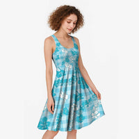 Polu Aloha Hawaii Midi Dress Plumeria Lei With Palaka Motif - Polynesian Pride