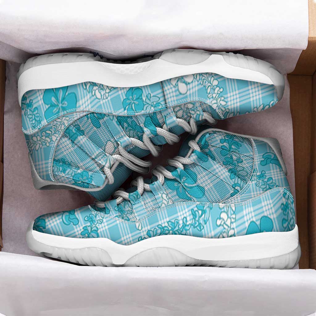 Polu Aloha Hawaii Sneakers J11 Plumeria Lei With Palaka Motif - Polynesian Pride