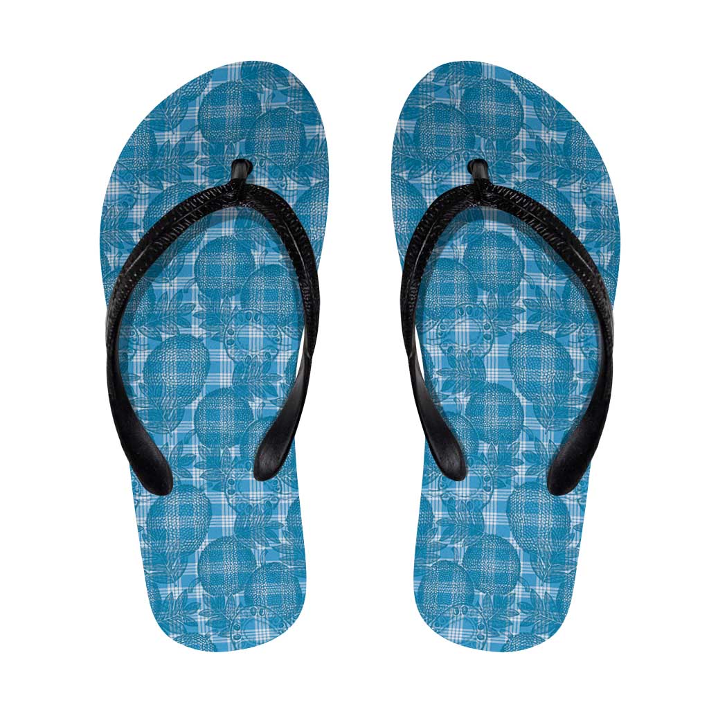 Polu Hawaii Breadfruit Palaka Motifs Flip Flops LT14 Blue - Polynesian Pride