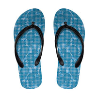 Polu Hawaii Breadfruit Palaka Motifs Flip Flops LT14 Blue - Polynesian Pride