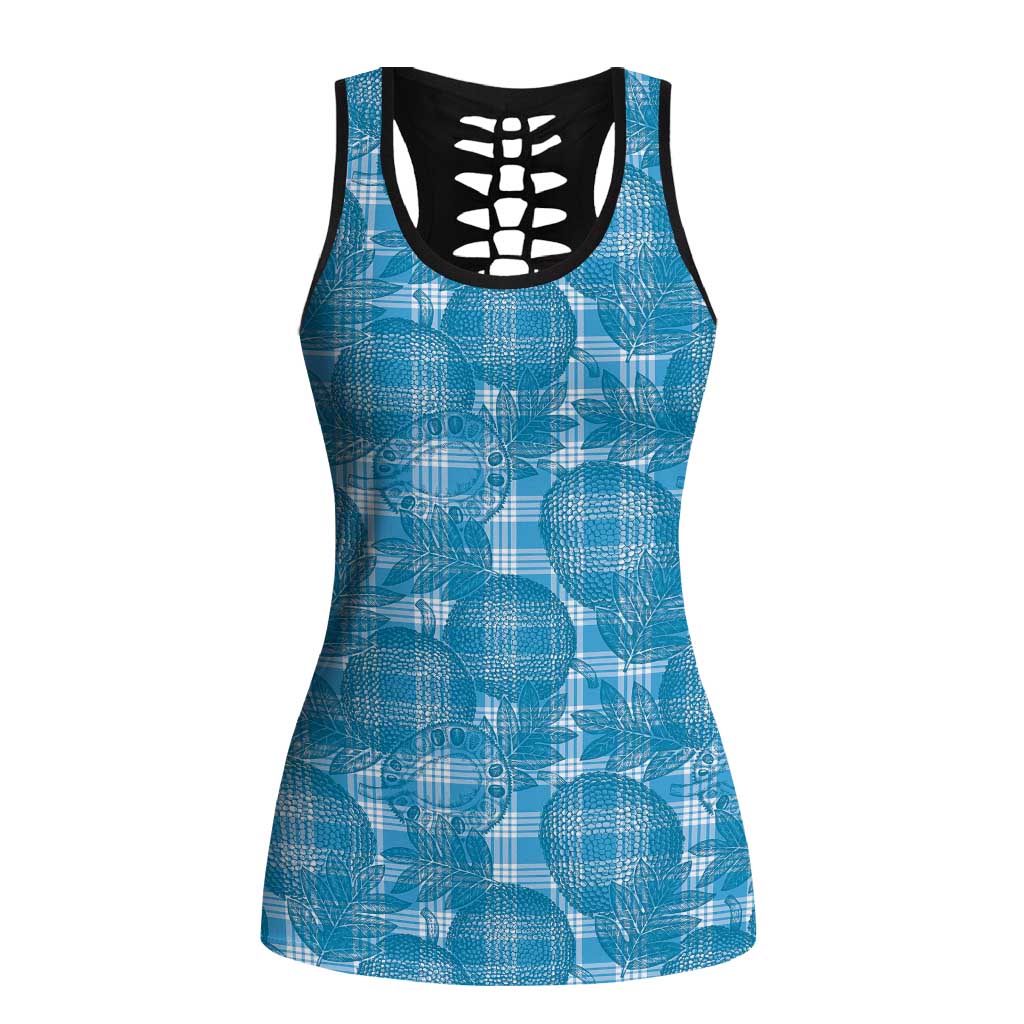 Polu Hawaii Breadfruit Palaka Motifs Hollow Tank Top LT14 Female Blue - Polynesian Pride